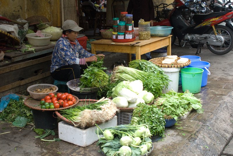 CHI_2076.jpg - hanoi - gemüsestand, für fussgänger gibt es nur noch auf der strasse platz